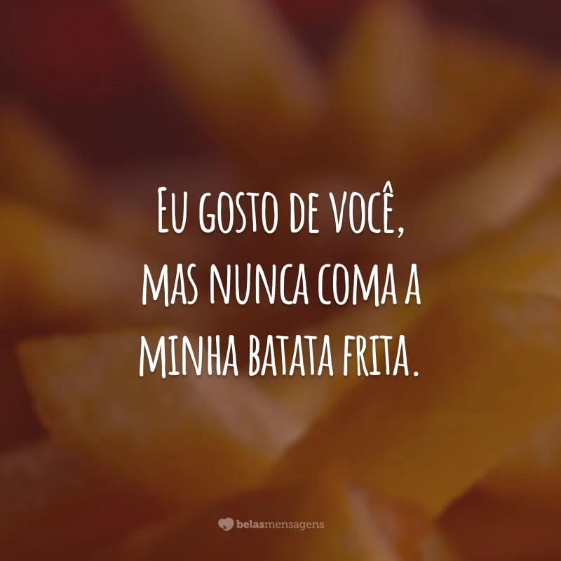 Eu gosto de você, mas nunca coma a minha batata frita.