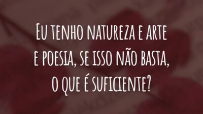 Eu tenho natureza e arte e poesia, se isso não basta, o que é suficiente?