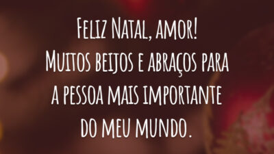 Chegou a época de celebrar a vida e agradecer por todas as conquistas. É maravilhoso ter você ao meu lado. Feliz Natal, amor! Muitos beijos e abraços para a pessoa mais importante do meu mundo.