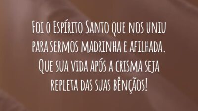 Foi o Espírito Santo que nos uniu para sermos madrinha e afilhada. Que sua vida após a crisma seja repleta das suas bênçãos!