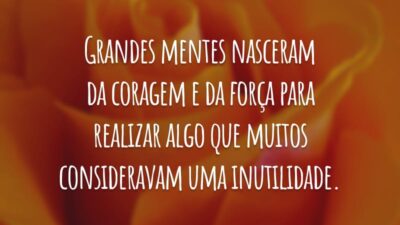 Grandes mentes nasceram da coragem e da força para realizar algo que muitos consideravam uma inutilidade.