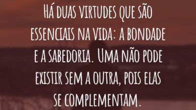 Há duas virtudes que são essenciais na vida: a bondade e a sabedoria. Uma não pode existir sem a outra, pois elas se complementam.
