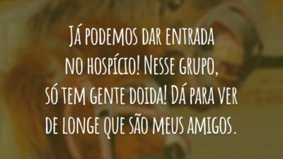 Já podemos dar entrada no hospício! Nesse grupo, só tem gente doida! Dá para ver de longe que são meus amigos.
