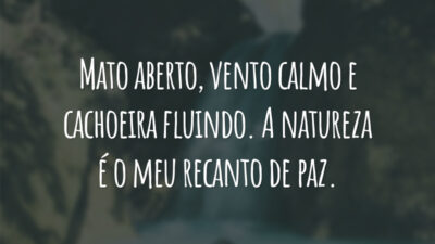 Mato aberto, vento calmo e cachoeira fluindo. A natureza é o meu recanto de paz.
