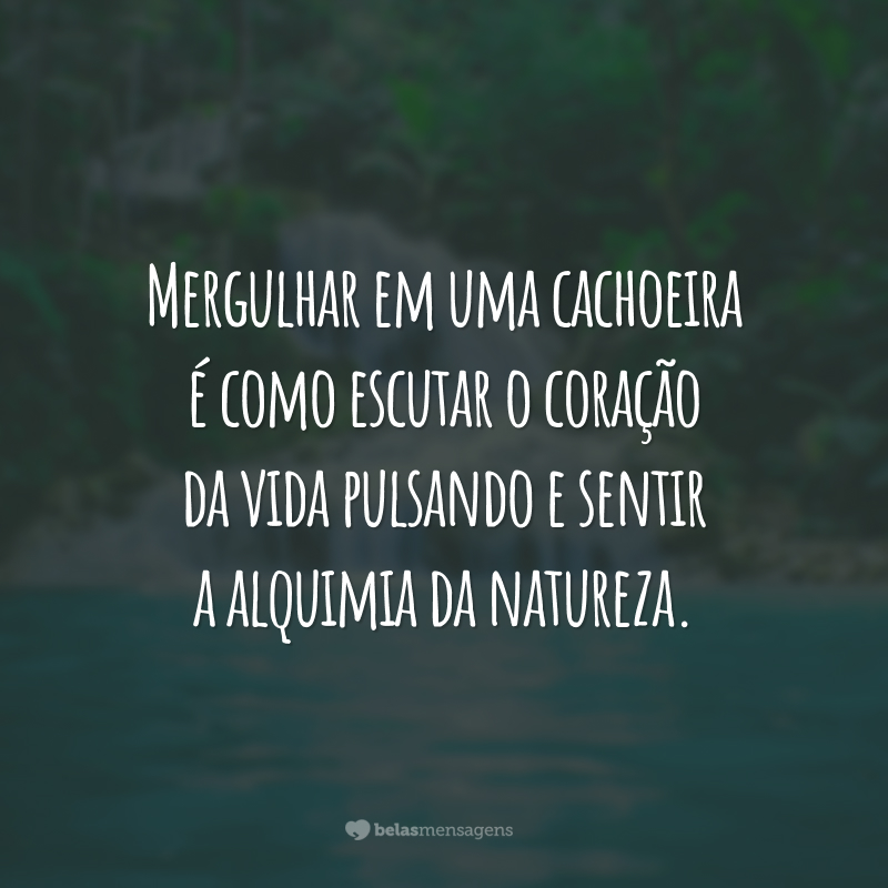 Mergulhar em uma cachoeira é como escutar o coração da vida pulsando e sentir a alquimia da natureza.