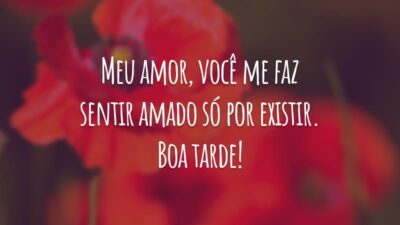 Meu amor, você me faz sentir amado só por existir. Boa tarde!