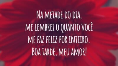 Na metade do dia, me lembrei o quanto você me faz feliz por inteiro. Boa tarde, meu amor!
