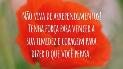 Não viva de arrependimentos! Tenha força para vencer a sua timidez e coragem para dizer o que você pensa.