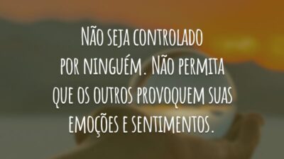 Não seja controlado por ninguém. Não permita que os outros provoquem suas emoções e sentimentos.