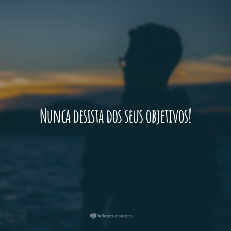 Nunca desista dos seus objetivos! Desperte o guerreiro que há em você! Lute! Brade a sua vitória!