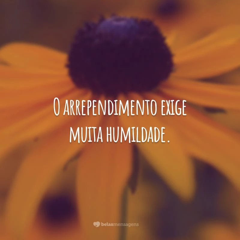 O arrependimento exige muita humildade.