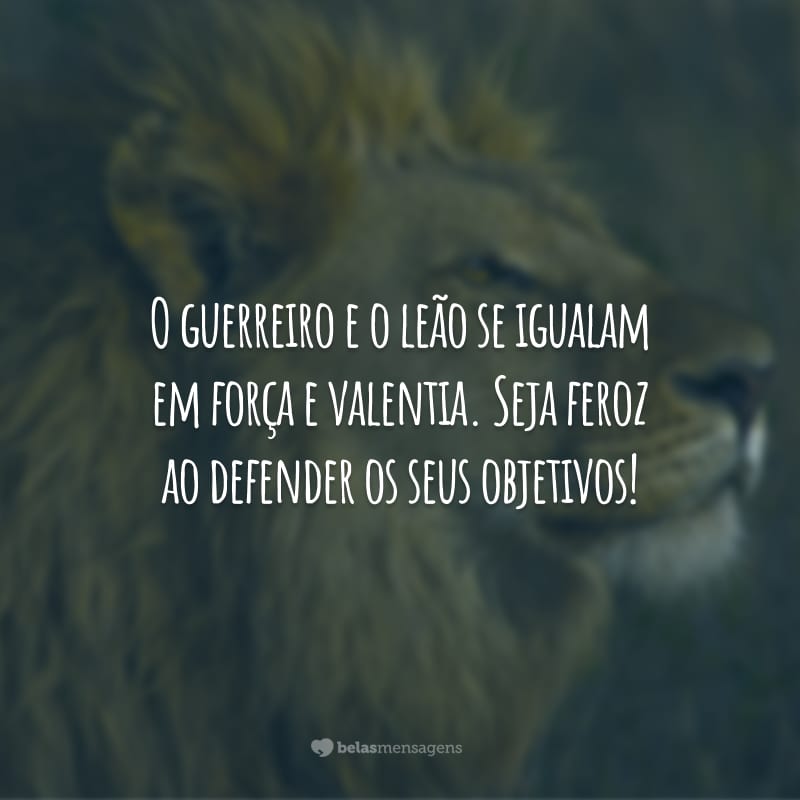 O guerreiro e o leão se igualam em força e valentia. Seja feroz ao defender os seus objetivos!