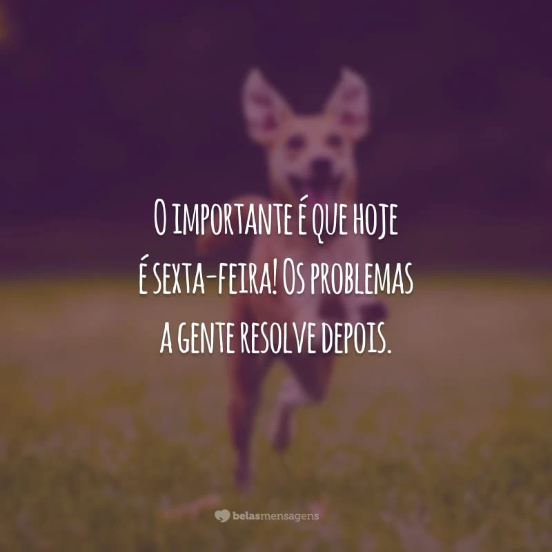 O importante é que hoje é sexta-feira! Os problemas a gente resolve depois.