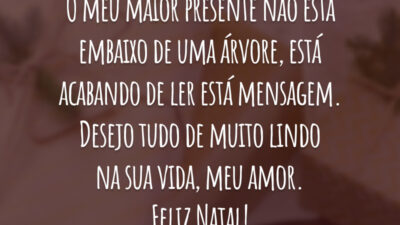 O meu maior presente não está embaixo de uma árvore, está acabando de ler está mensagem. Desejo tudo de muito lindo na sua vida, meu amor. Feliz Natal!