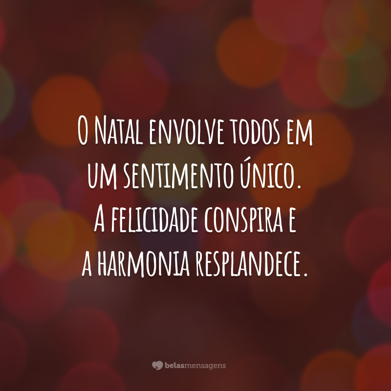 O Natal envolve todos em um sentimento único. A felicidade conspira e a harmonia resplandece. É tão bom compartilhar esse momento com você, amor! Feliz Natal!