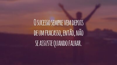 O sucesso sempre vem depois de um fracasso, então, não se assuste quando falhar.