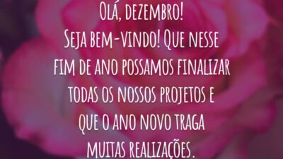 Olá, dezembro! Seja bem-vindo! Que nesse fim de ano possamos finalizar todas os nossos projetos e que o ano novo traga muitas realizações.