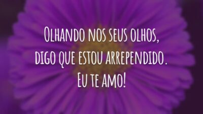 Olhando nos seus olhos, digo que estou arrependido. Eu te amo!
