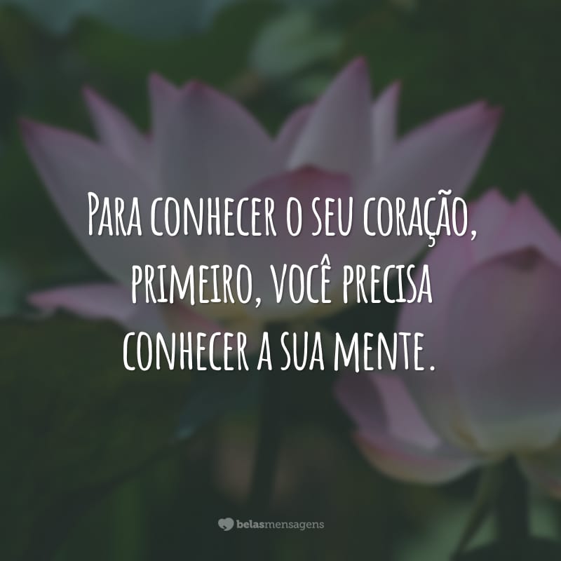 Para conhecer o seu coração, primeiro, você precisa conhecer a sua mente.