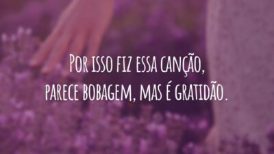 Por isso fiz essa canção, parece bobagem, mas é gratidão.