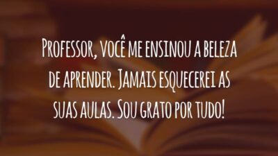 Professor, você me ensinou a beleza de aprender. Jamais esquecerei as suas aulas. Sou grato por tudo!