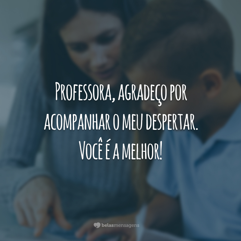 Professora, agradeço por acompanhar o meu despertar. Você é a melhor!