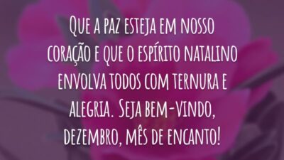 Que a paz esteja em nosso coração e que o espírito natalino envolva todos com ternura e alegria. Seja bem-vindo, dezembro, mês de encanto!