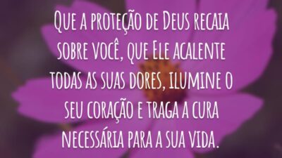 Que a proteção de Deus recaia sobre você, que Ele acalente todas as suas dores, ilumine o seu coração e traga a cura necessária para a sua vida.