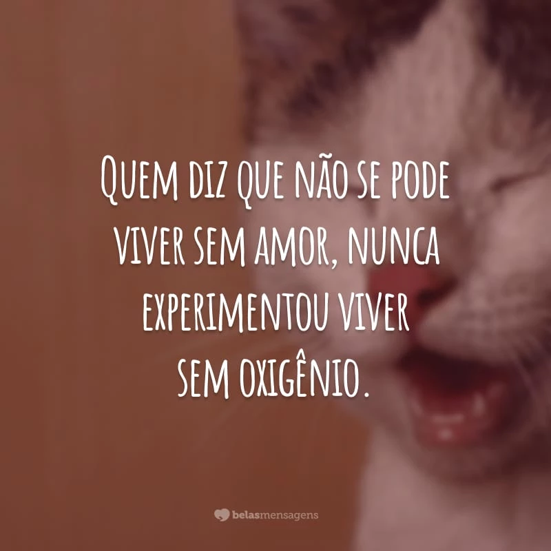 Quem diz que não sepode viver sem amor, nunca experimentou viver sem oxigênio.