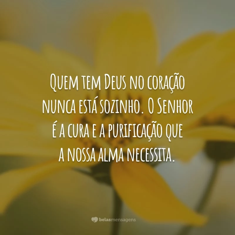 Quem tem Deus no coração nunca está sozinho. O Senhor é a cura e a purificação que a nossa alma necessita.