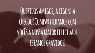Queridos amigos, a cegonha chegou! Compartilhamos com vocês a nossa maior felicidade: estamos grávidos!