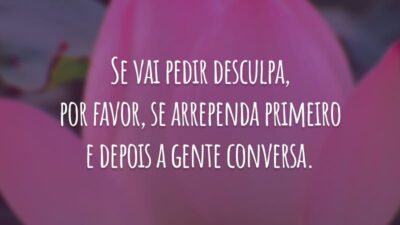 Se vai pedir desculpa, por favor, se arrependa primeiro e depois a gente conversa.