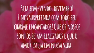 Seja bem-vindo, dezembro! E nos surpreenda com todo seu charme encantador! Que os nossos sonhos sejam realizados e que o amor esteja em nossa vida.