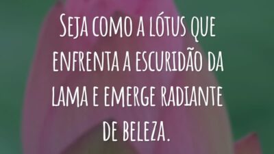 Seja como a lótus que enfrenta a escuridão da lama e emerge radiante de beleza.
