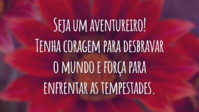 Seja um aventureiro! Tenha coragem para desbravar o mundo e força para enfrentar as tempestades.