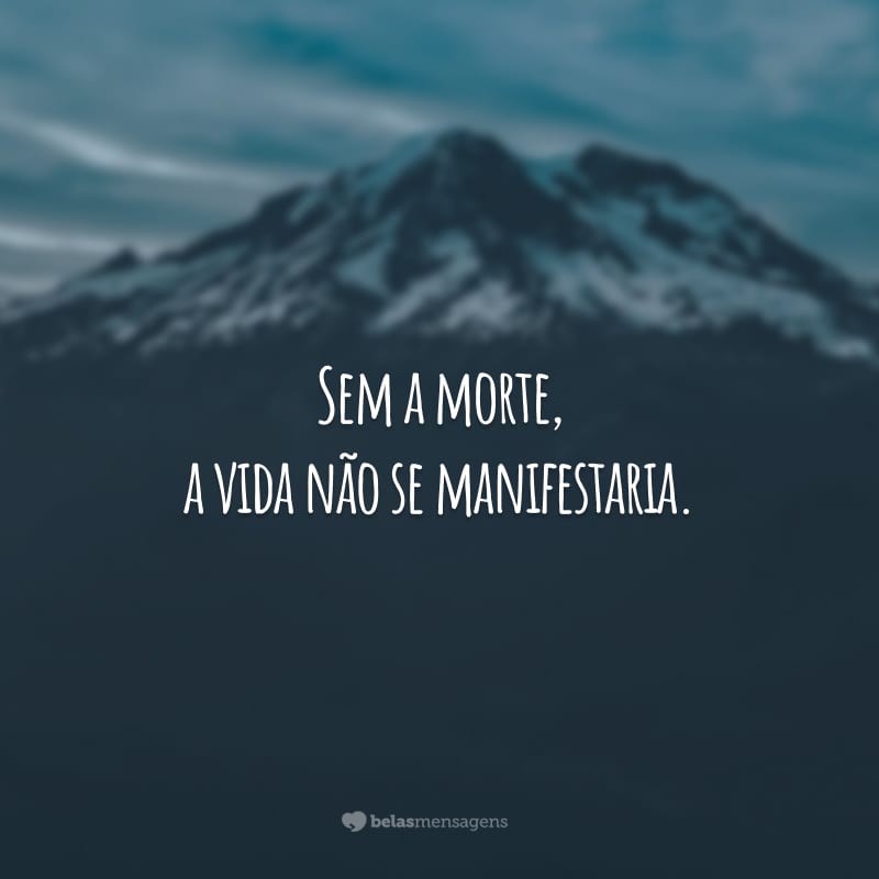 Sem a morte, a vida não se manifestaria.