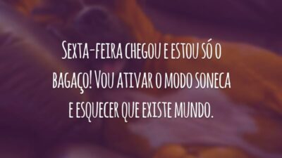 Sexta-feira chegou e estou só o bagaço! Vou ativar o modo soneca e esquecer que existe mundo.