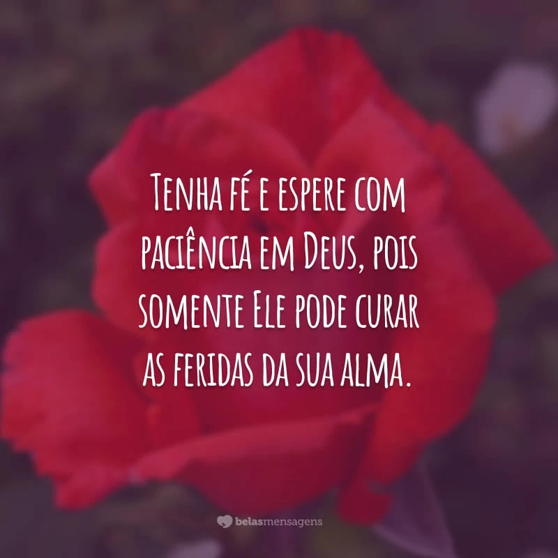 Tenha fé e espere com paciência em Deus, pois somente Ele pode curar as feridas da sua alma.