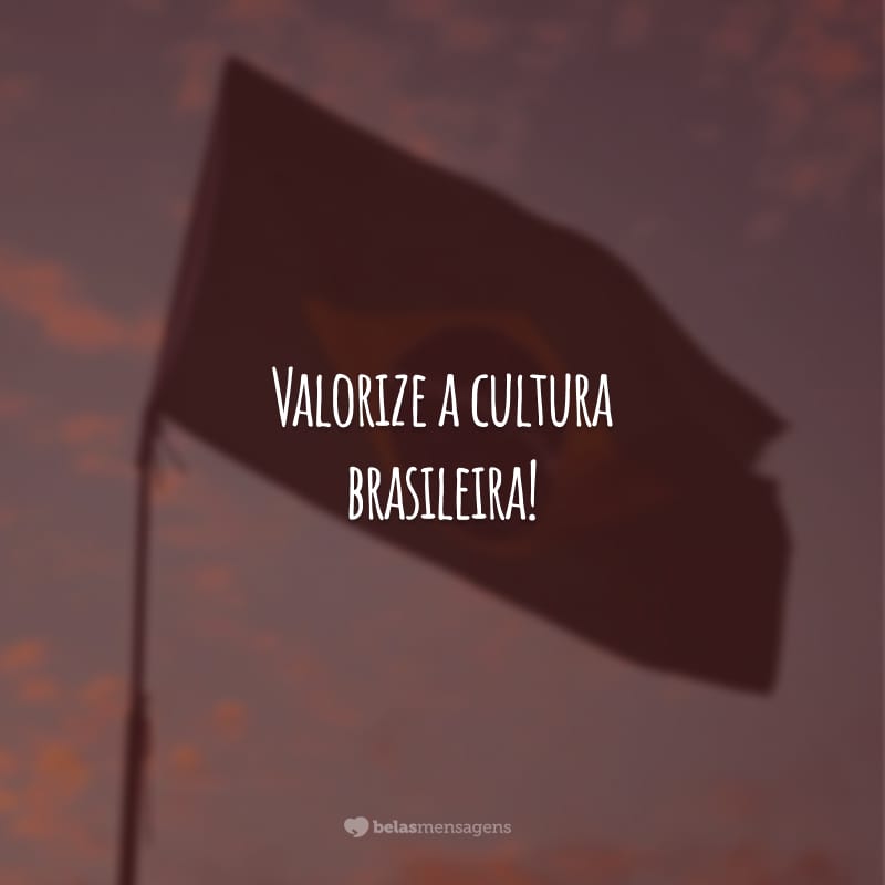 Valorize a cultura brasileira! Leia autores nacionais e escute músicas populares. Esse é o nosso país e o nosso povo!