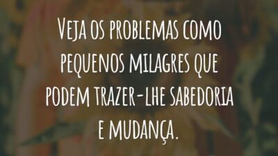 Veja os problemas como pequenos milagres que podem trazer-lhe sabedoria e mudança.