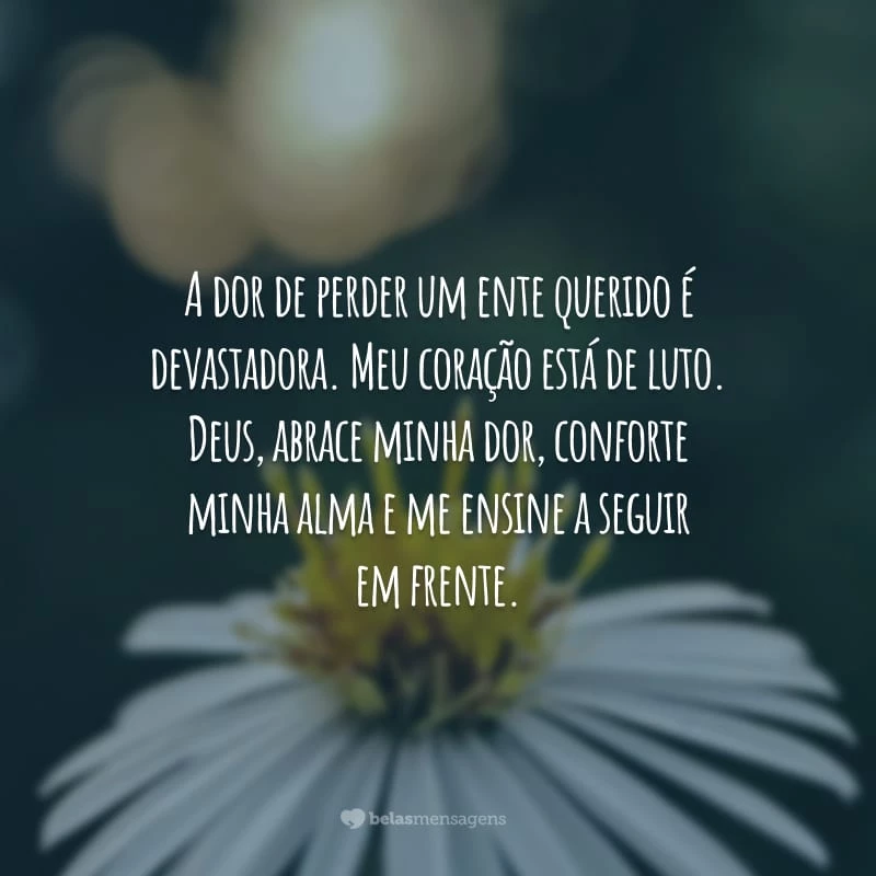 A dor de perder um ente querido é devastadora. Meu coração está de luto. Deus, abrace minha dor, conforte minha alma e me ensine a seguir em frente.