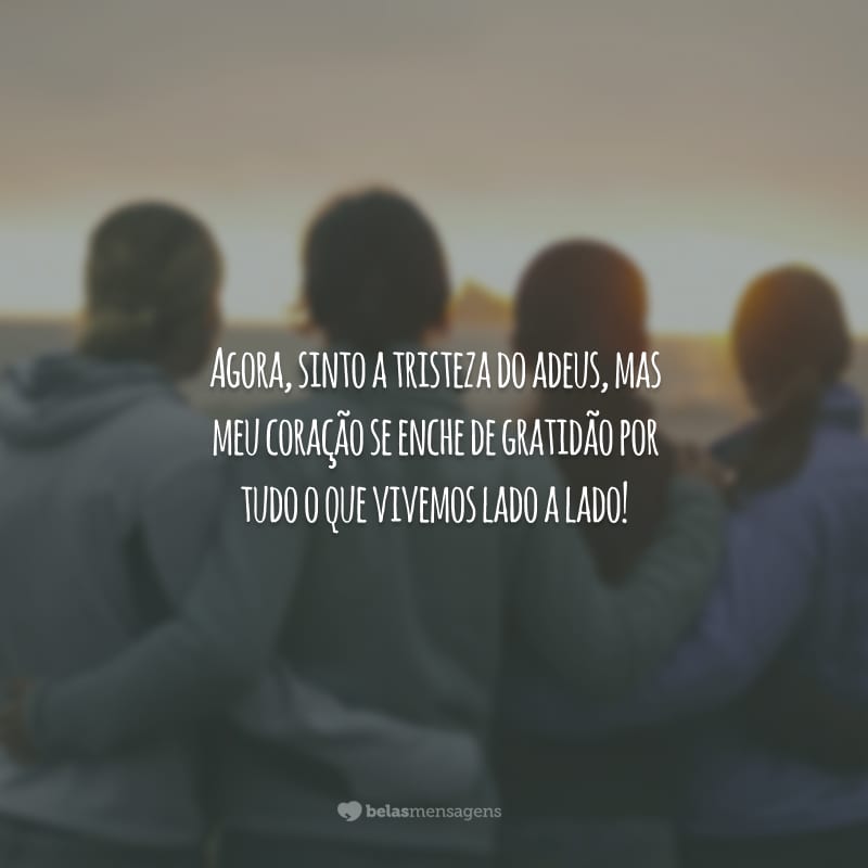 Agora, sinto a tristeza do adeus, mas meu coração se enche de gratidão por tudo o que vivemos lado a lado!