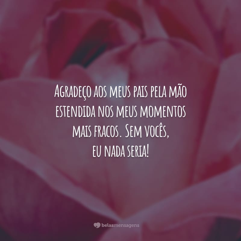 Agradeço aos meus pais pela mão estendida nos meus momentos mais fracos. Sem vocês, eu nada seria!