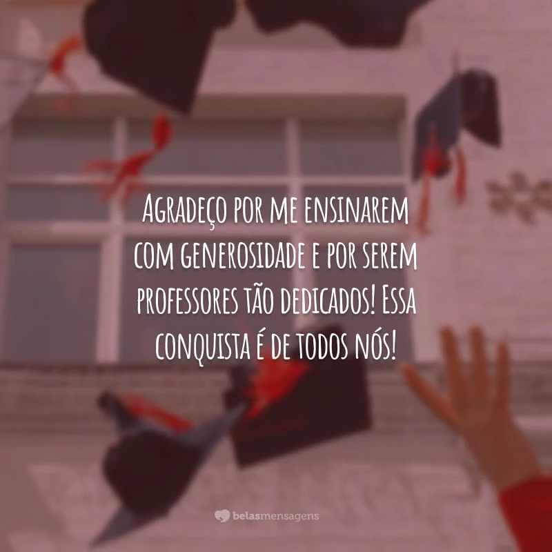 Agradeço por me ensinarem com generosidade e por serem professores tão dedicados! Essa conquista é de todos nós!