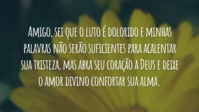 Amigo, sei que o luto é dolorido e minhas palavras não serão suficientes para acalentar sua tristeza, mas abra seu coração a Deus e deixe o amor divino confortar sua alma.