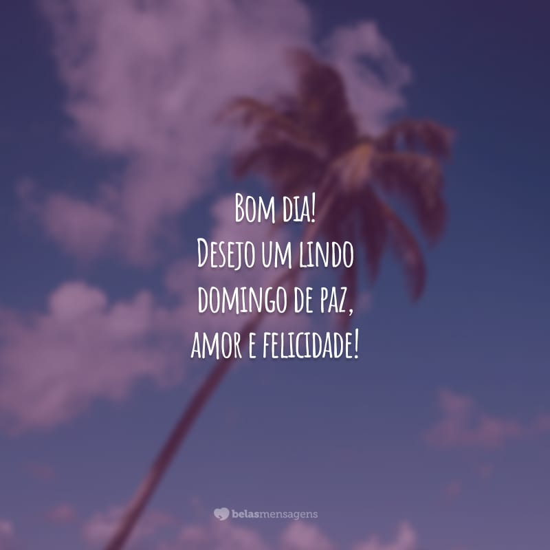 Bom dia! Desejo um lindo domingo de paz, amor e felicidade!