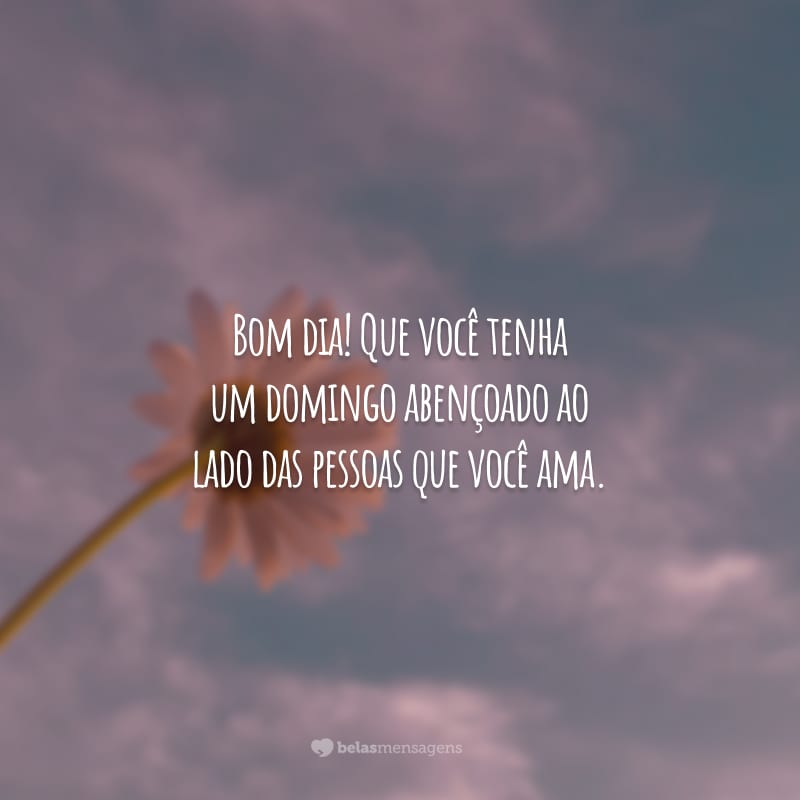 Bom dia! Que você tenha um domingo abençoado ao lado das pessoas que você ama.