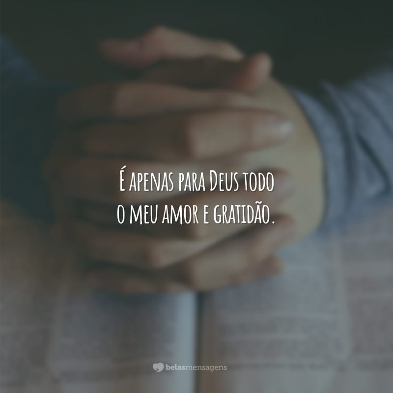 É apenas para Deus todo o meu amor e gratidão.