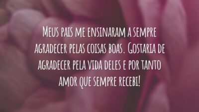 Meus pais me ensinaram a sempre agradecer pelas coisas boas. Gostaria de agradecer pela vida deles e por tanto amor que sempre recebi!