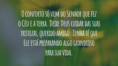 O conforto só vem do Senhor que fez o Céu e a terra. Deixe Deus cuidar das suas tristezas, querido amigo. Tenha fé que Ele está preparando algo grandioso para sua vida.